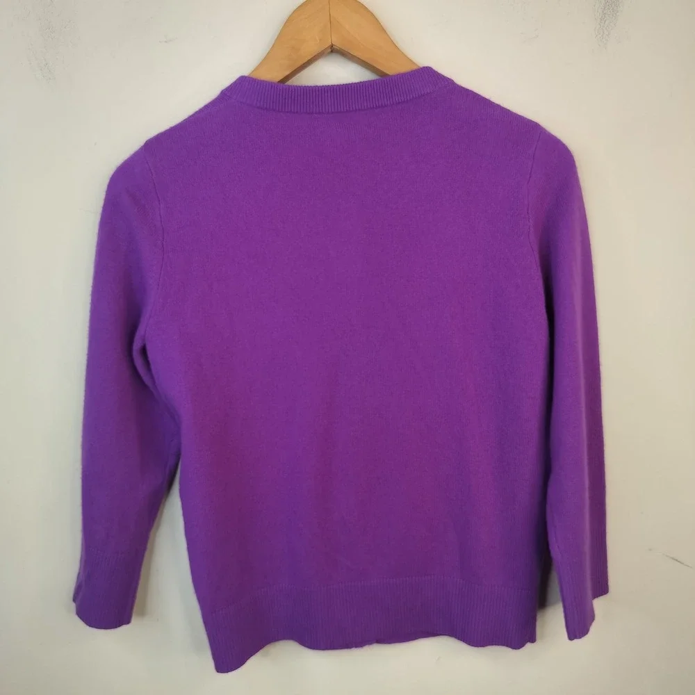 Kate Spade Wool Cashmere Cardigan Small Womens Rhinestone Button Preppy Purple